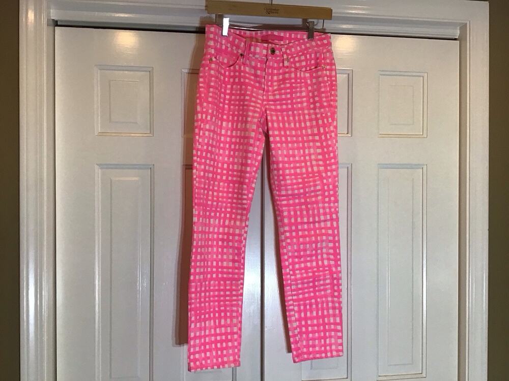 Lilly Pulitzer S. Ocean Skinny Pant Pink Tropics Women Sz6 Coastal Preppy Casual